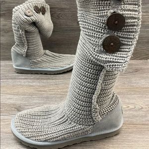UGG Classic Cardy II Sweater Boots Size 8 Gray - F3007K - excellent condition!